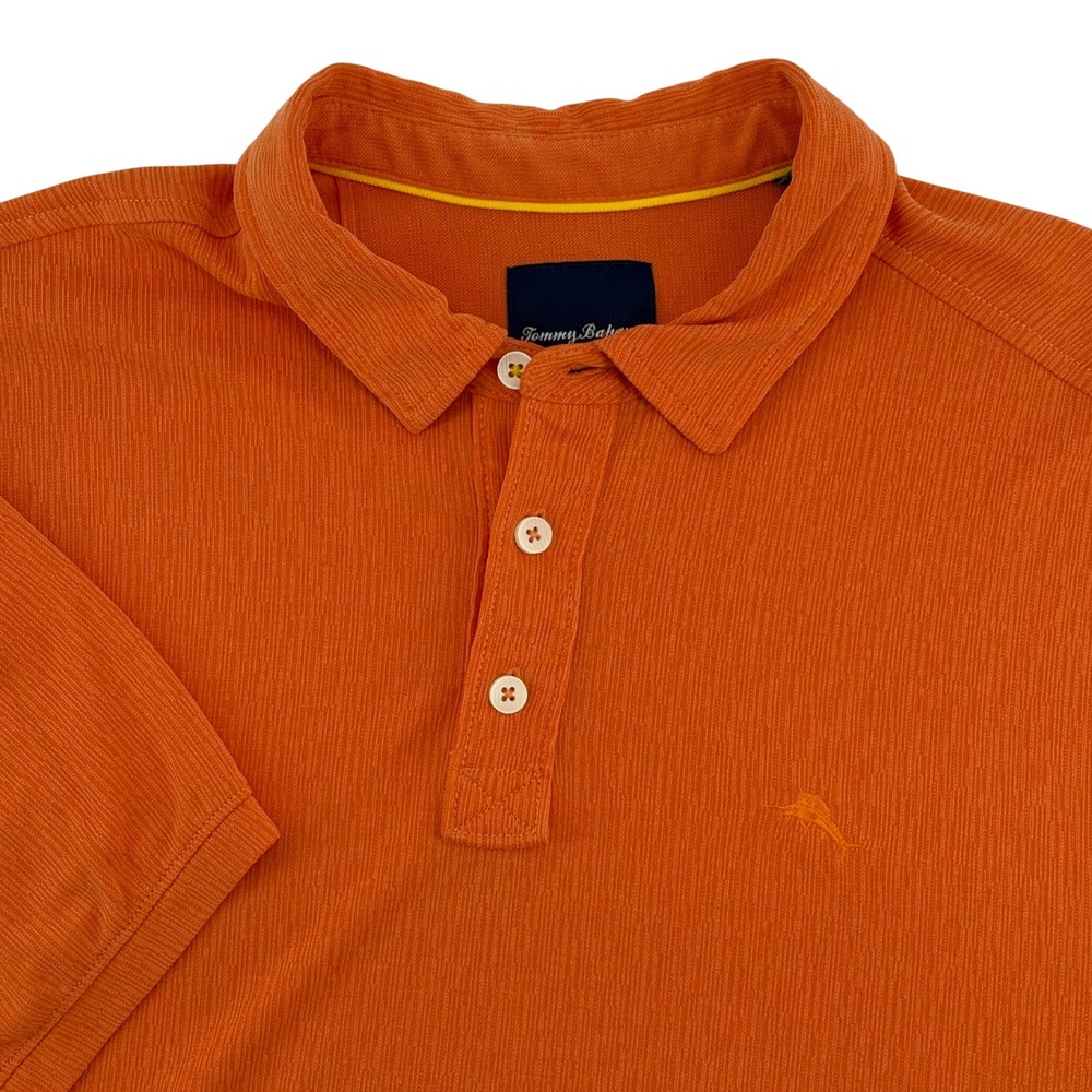 Tommy‎ Bahama Men's XL Textured Orange Polo Shirt Short Sleeve Casual